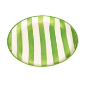 Set 2 Piatti Piani Righe Artigianali Diametro 28 cm Made in Italy Design Elegante e Moderno Colore Verde per Servizio Tavola di Alta Qualità