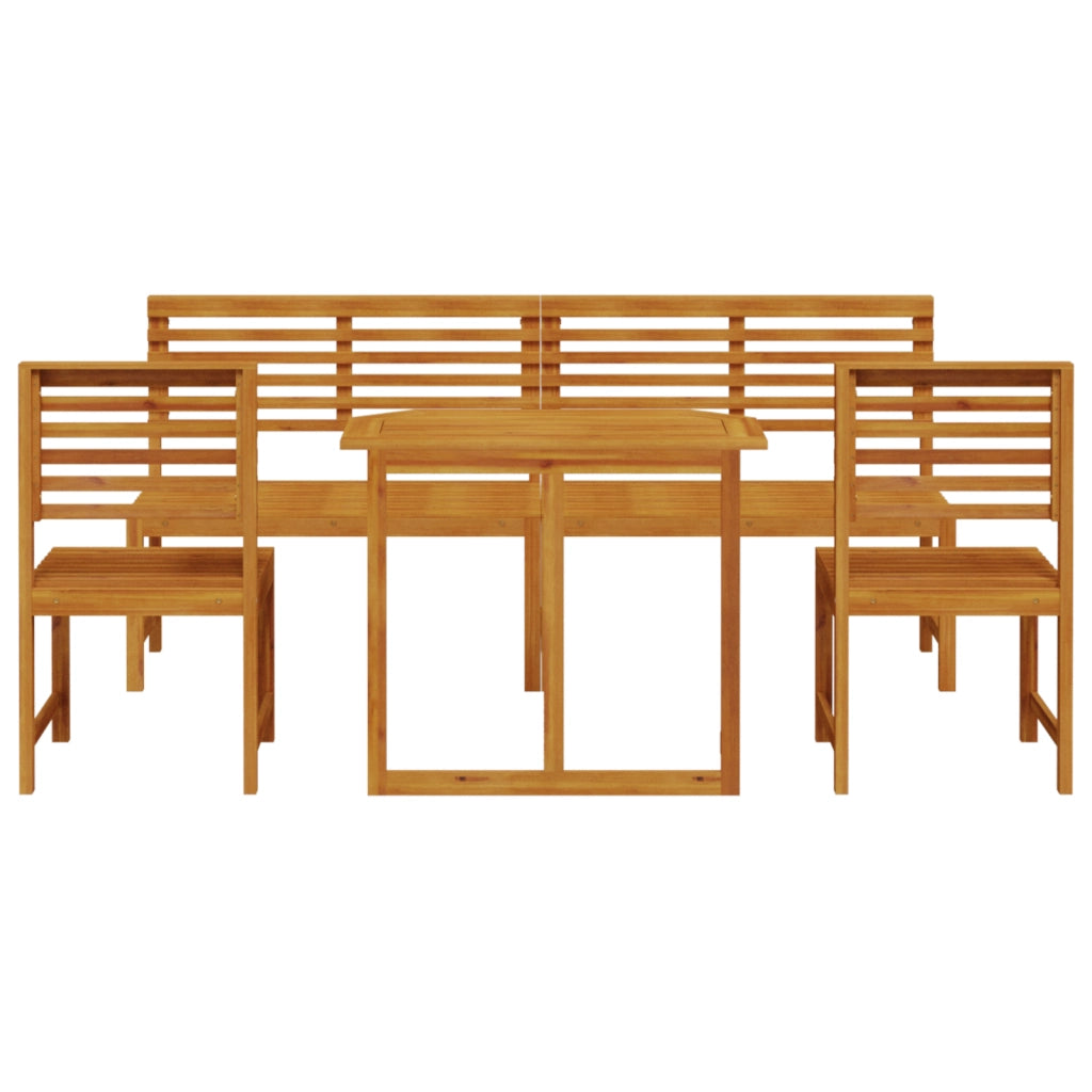Set da pranzo da giardino 5 pezzi in legno massello di acacia