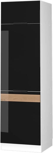 Armadio frigorifero Fame-Line, Rovere nero lucido, 60 cm, per la combinazione con altri moduli della serie Fame-Line