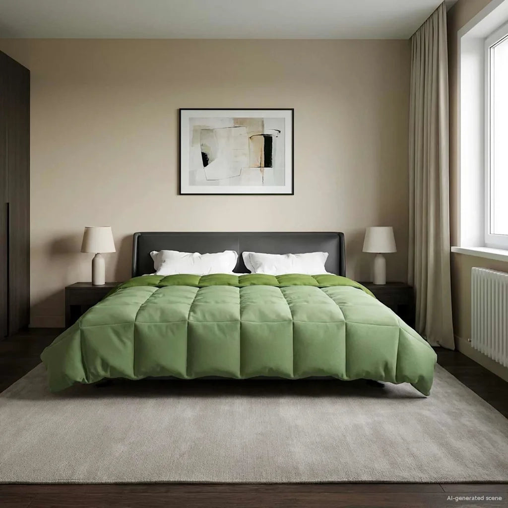 Duvet Invernale Trapuntato Verde 220 x 260 cm Microfibra