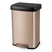 Cestino dell'immondizia in acciaio inox con coperchio con chiusura automatica, Bidone della spazzatura 50L Rosa doratoe-Organizzazione della cucina