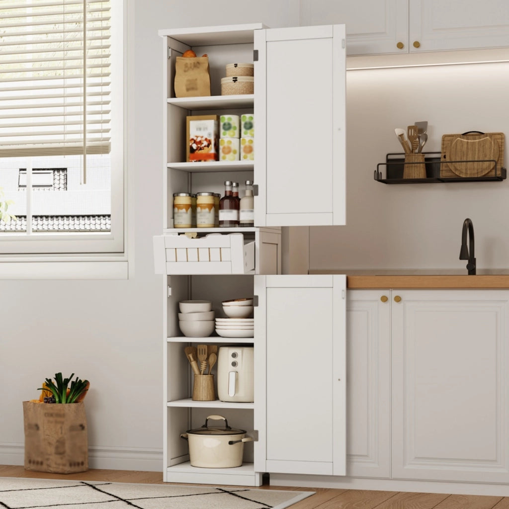 ARMADIO Cucina 170x40x30 cm MDF Bianco con 4 ripiani regolabili