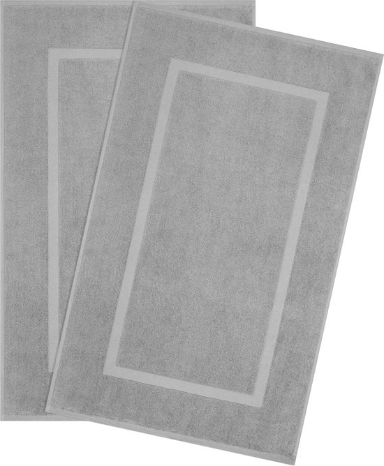 Set di tappeti da bagno in cotone 100% (2 pezzi), asciugamano da bagno assorbente lavabile 51x86 cm, grandi tappeti da bagno, grigio chiaro