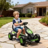 Go Kart a Pedali per Bambini 5-12 Anni con Sedile Regolabile, in Metallo e PP 121x58x61 cm, Verde e Nero