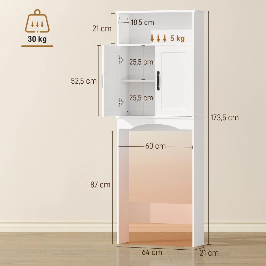 Armadietto per Bagno con 2 Ante ¨C Zephmum ¨C Bianco 64x21x173,5 cm
