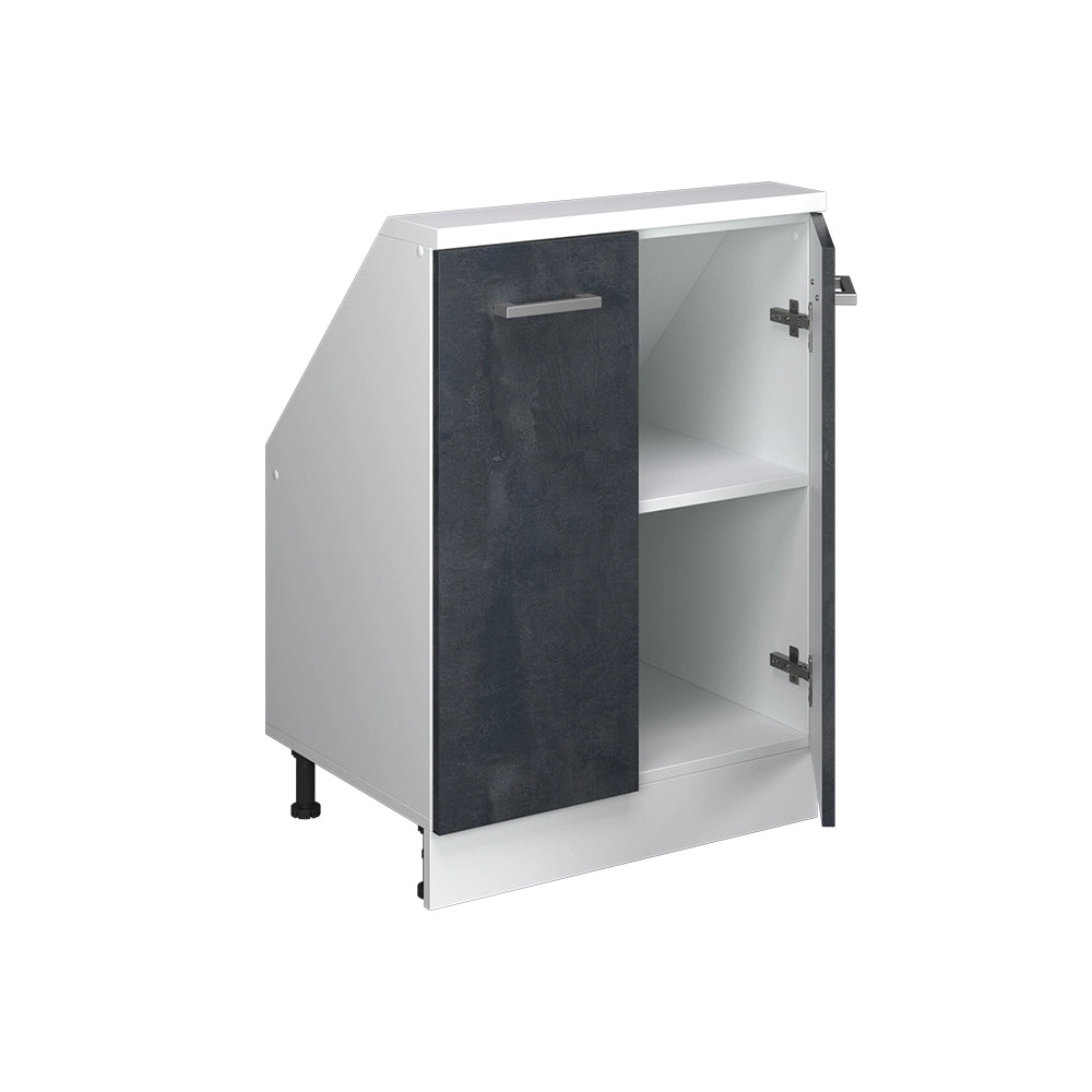 Mobile cucina sottotetto R-Line Calce nera/Bianco 60 cm con 2 porte Vicco