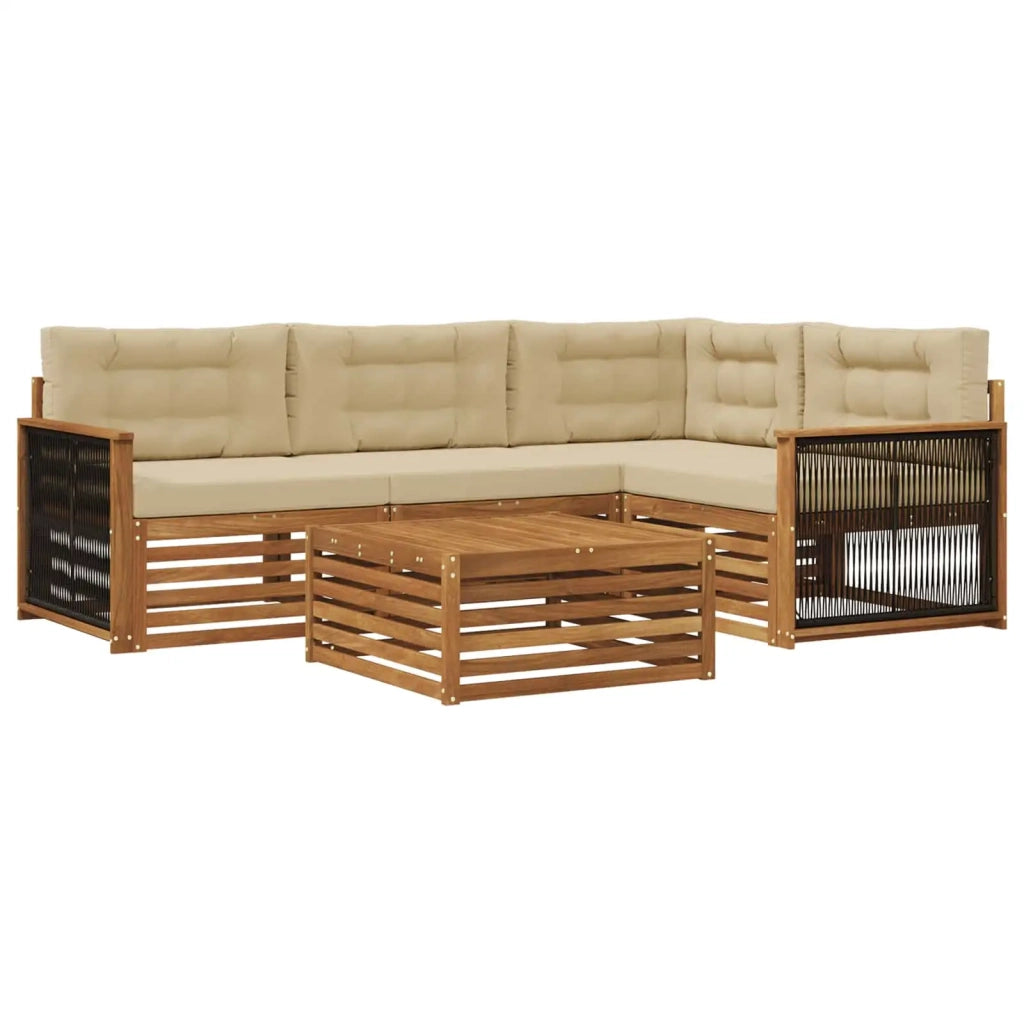 Set di divani da esterno 5 pz Naturale e Beige 3383326