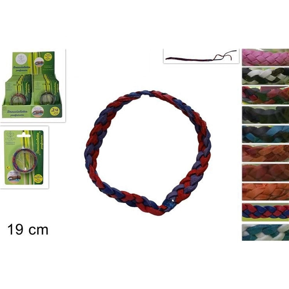 Trade Shop - Set 24pz Braccialetto Bracciale Intrecciato Profumato Citronella 19cm Vari Colori 639672a -