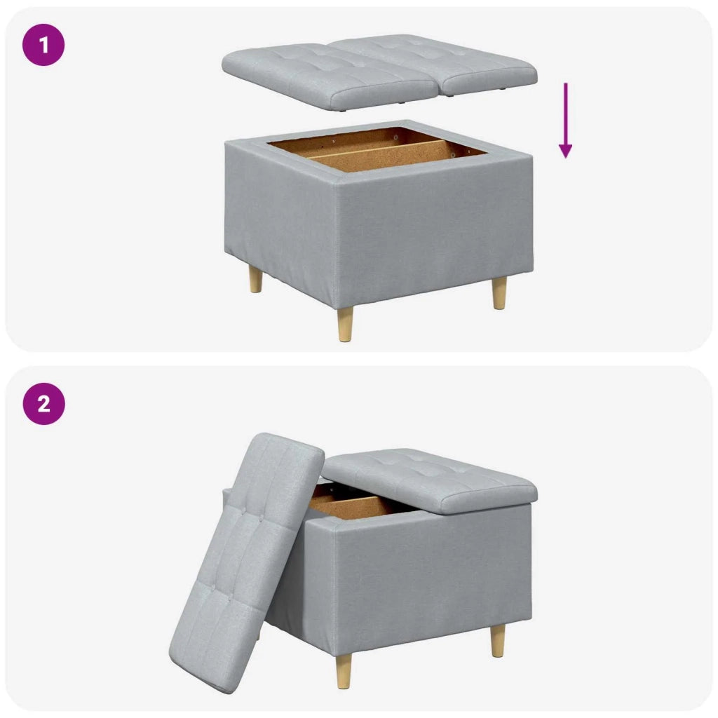 Pouf contenitore Grigio chiaro 60 x 60 x 45 cm Tessuto