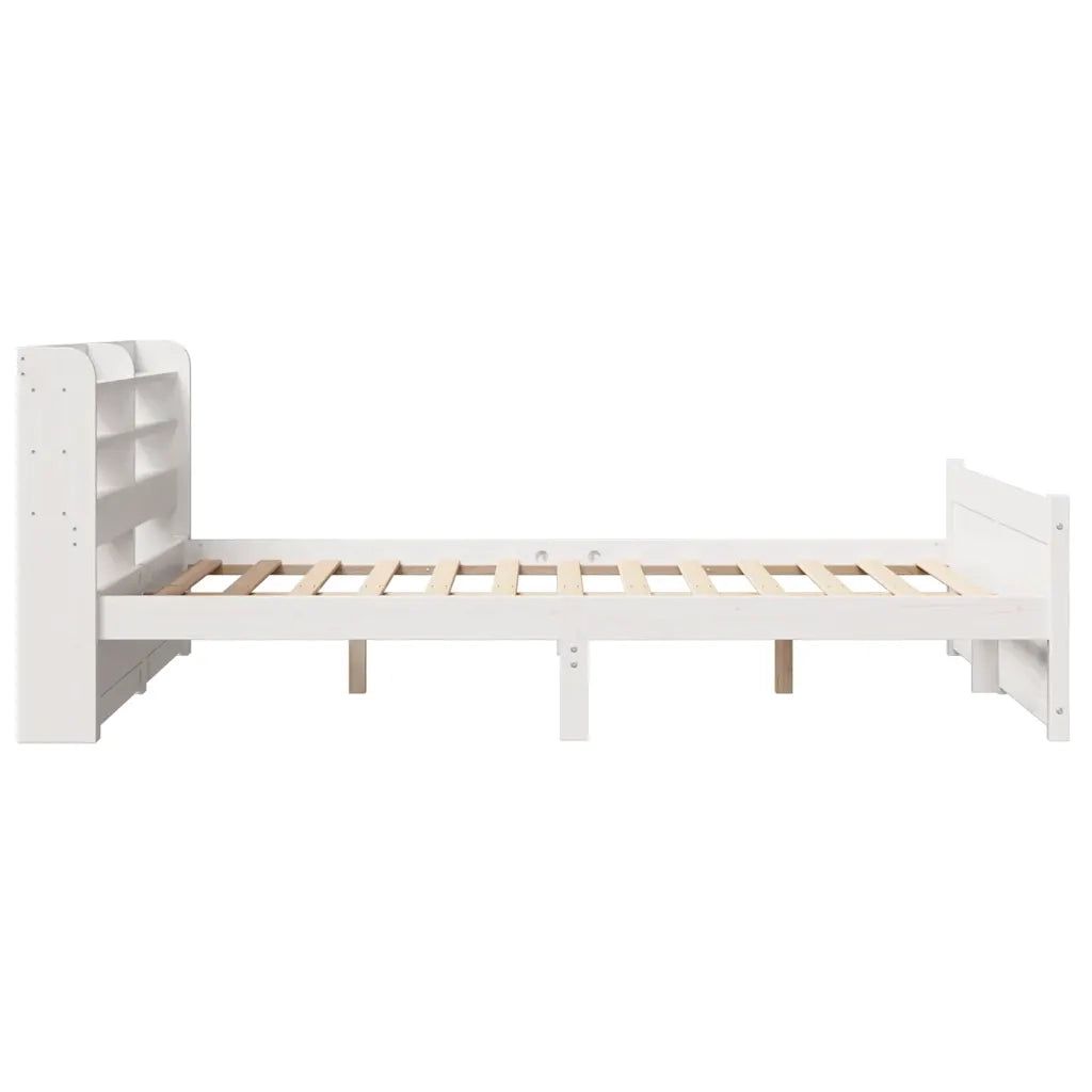 vidaXL Giroletto con Testiera Bianco 135x190 cm Legno Massello di Pino