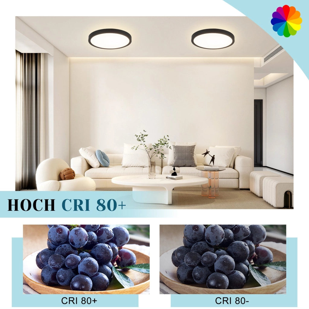 ZMH Lampada da soffitto LED piano 18 cm 15W nero 4000K moderna per cucina corridoio camera letto