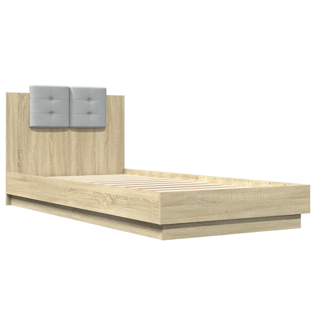 Giroletto con Testiera e LED Rovere Sonoma 90x200 cmcod mxl 114697