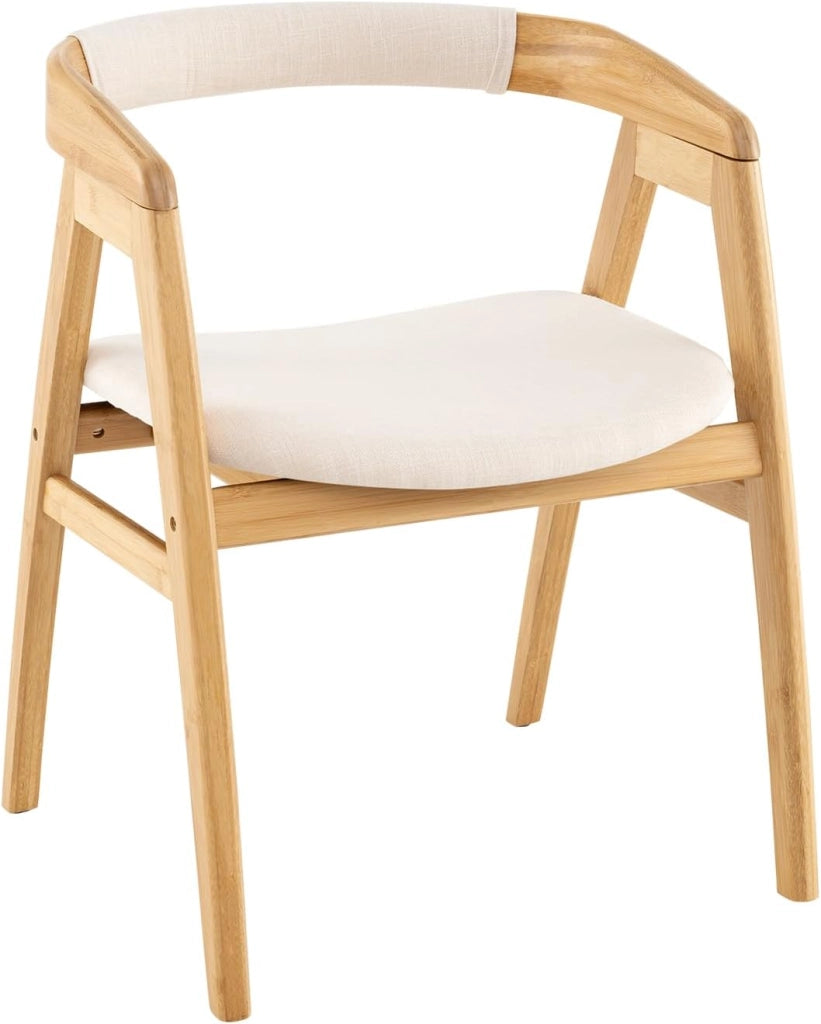 Sedia da pranzo in bambù, seduta imbottita, schienale confortevole, gambe antiscivolo, carico 150 kg, struttura stabile a forma di A, sedia in legno bohemien, per soggiorno, balcone (1)