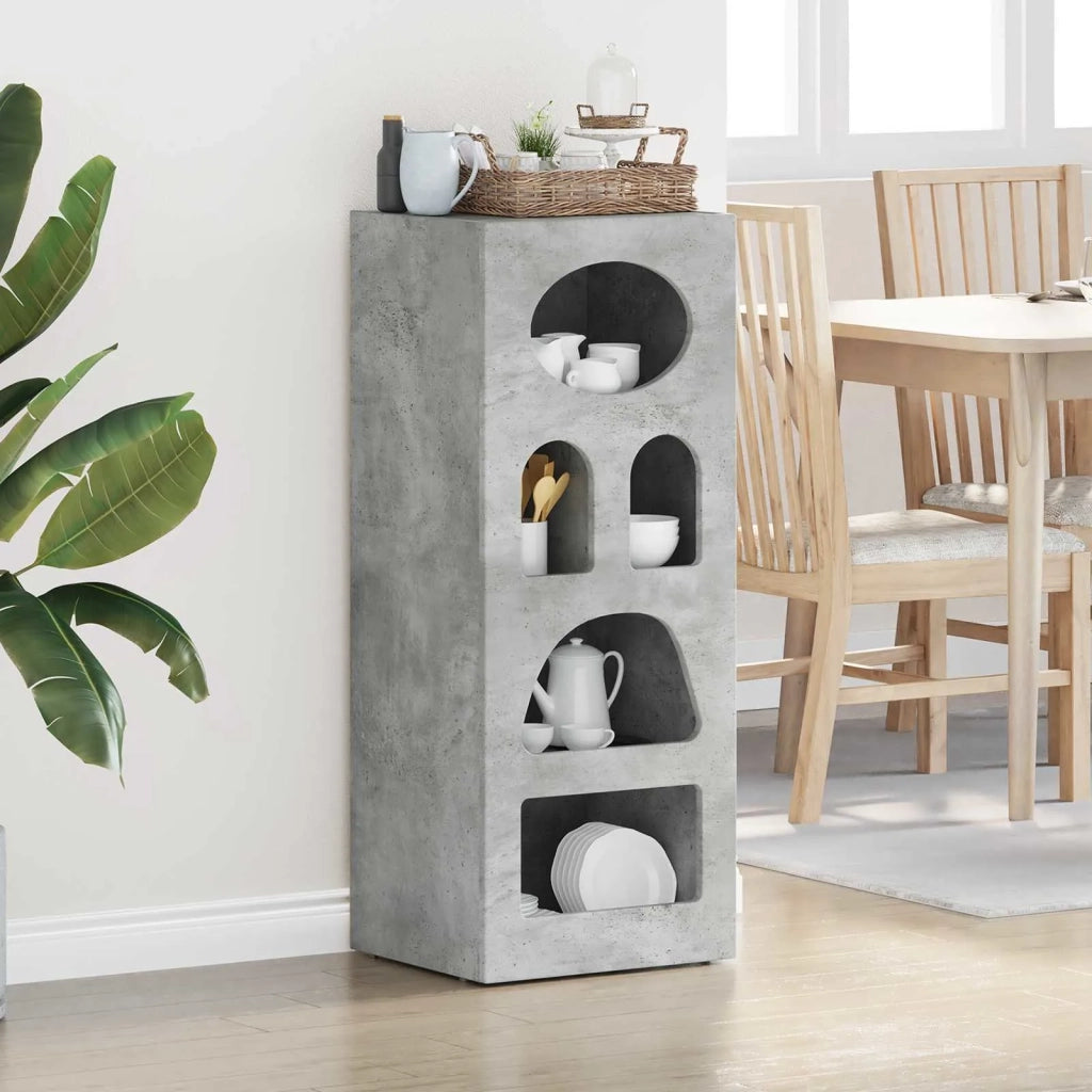 Credenza | Madia | Buffet da pranzo | Armadio da pranzo Grigio cemento 40 x 35 x 100,5 cm Legno multistrato