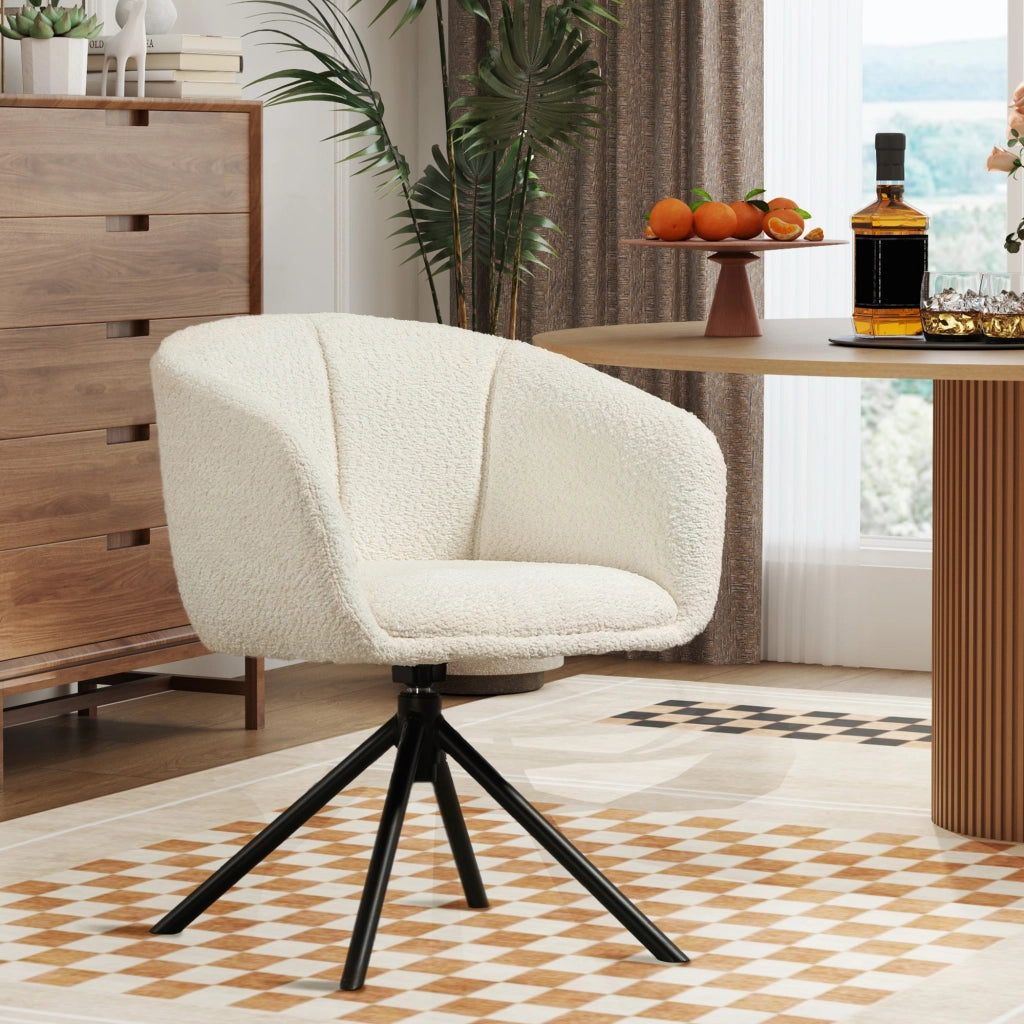 Poltrona girevole imbottita con rivestimento in tessuto ¨C Zephmum ¨C Cremewei?