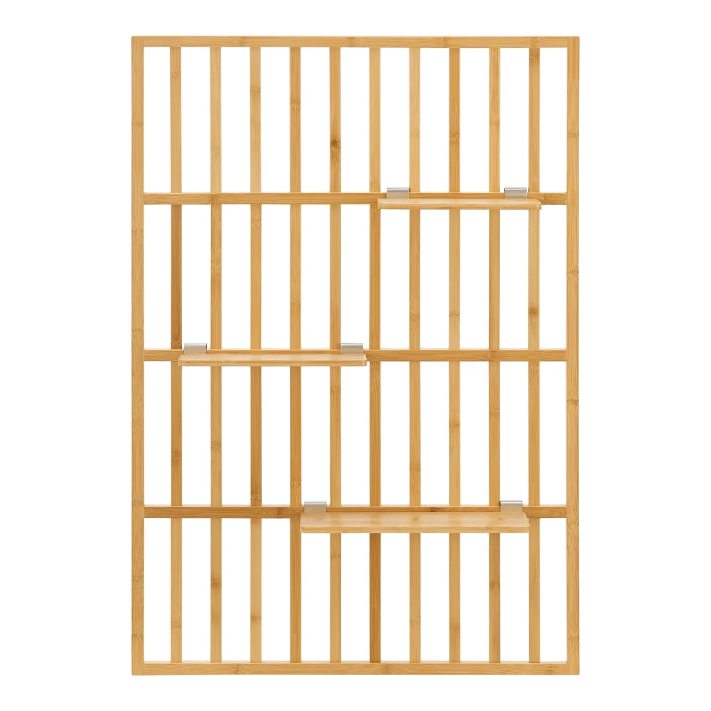 Scaffale dal design senza tempo per soggiorno/camera da letto mobiletto portaoggetti da parete 120 x 80 x 13 cm bambù naturale 03_0011277