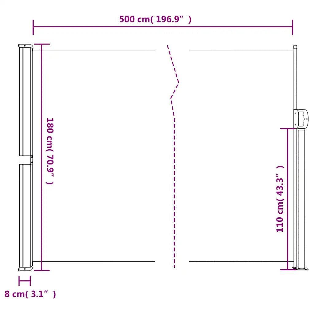 Tenda da Sole Laterale Retrattile Beige 180x500 cm 4004450