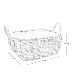 Cesta cestino portapane in vimini avorio con manici in juta cm 34 x 25 x h 14