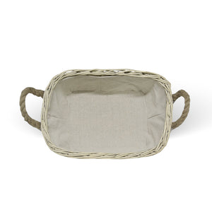 Cesta cestino portapane in vimini avorio con manici in juta cm 34 x 25 x h 14