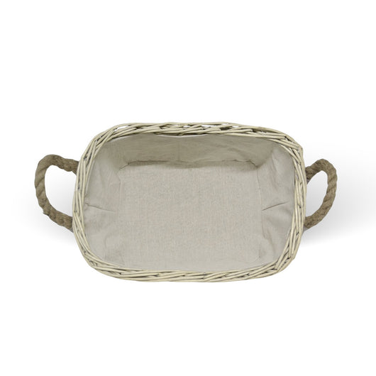 Cesta cestino portapane in vimini avorio con manici in juta cm 34 x 25 x h 14