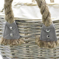 Cesta cestino portapane in vimini avorio con manici in juta cm 34 x 25 x h 14