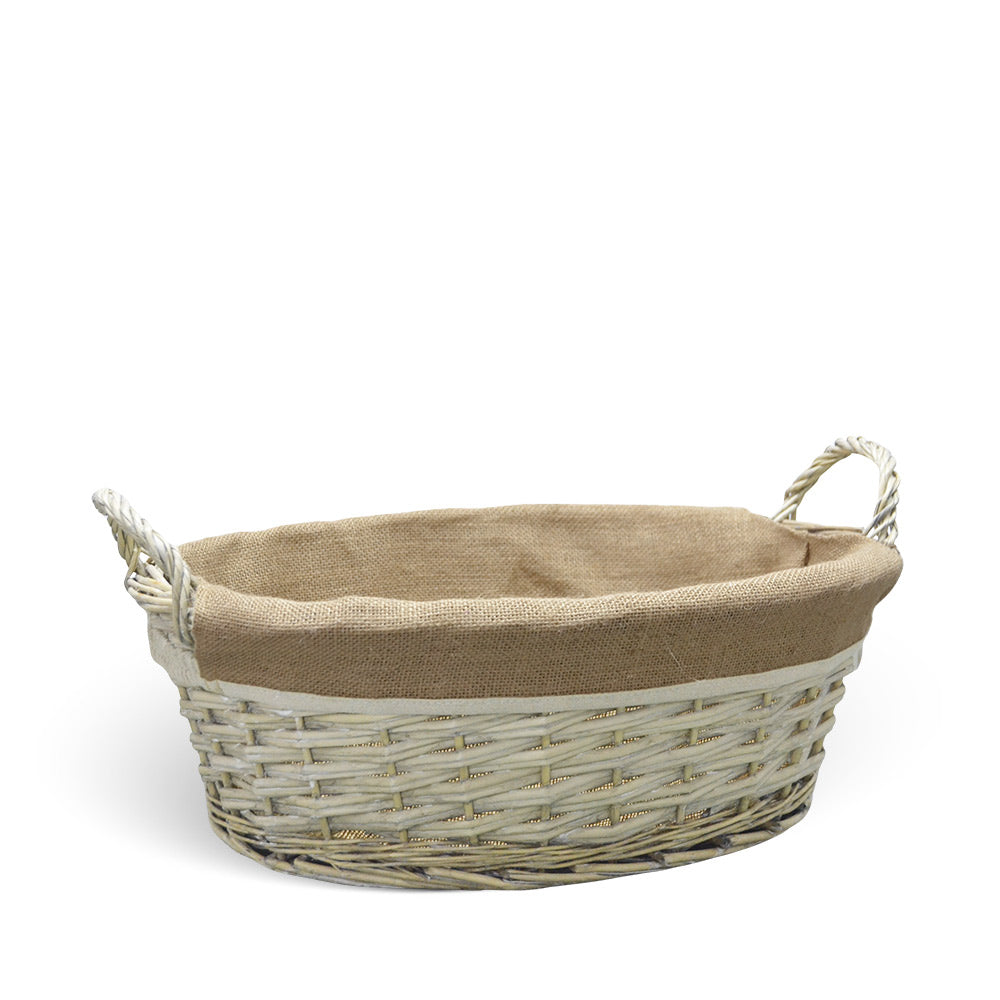 Cesta cestino portapane in vimini avorio con manici intrecciati 34 x 25 x h 14cm