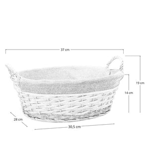 Cesta cestino portapane in vimini avorio con manici intrecciati 34 x 25 x h 14cm