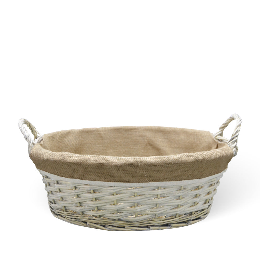 Cesta cestino portapane in vimini avorio con manici intrecciati 34 x 25 x h 14cm