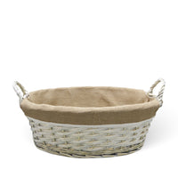 Cesta cestino portapane in vimini avorio con manici intrecciati 34 x 25 x h 14cm
