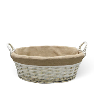Cesta cestino portapane in vimini avorio con manici intrecciati 34 x 25 x h 14cm