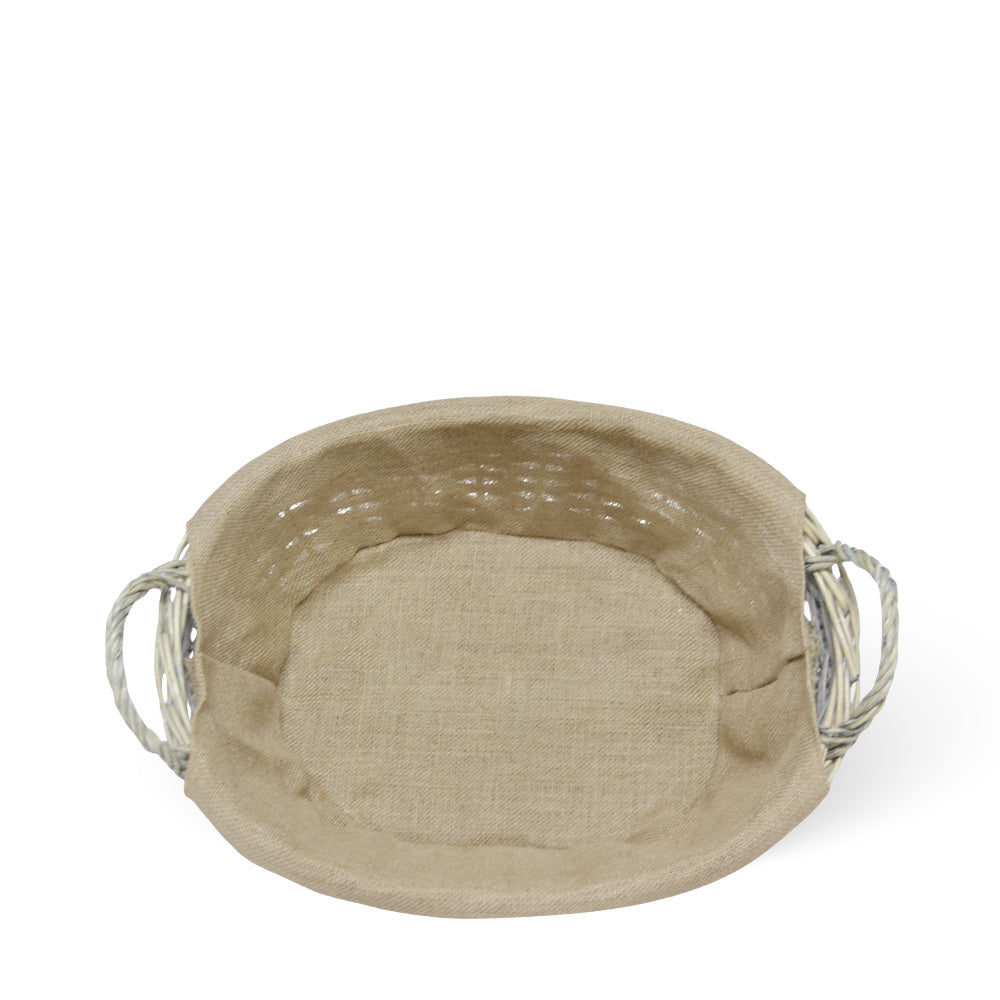 Cesta cestino portapane in vimini avorio con manici intrecciati 34 x 25 x h 14cm