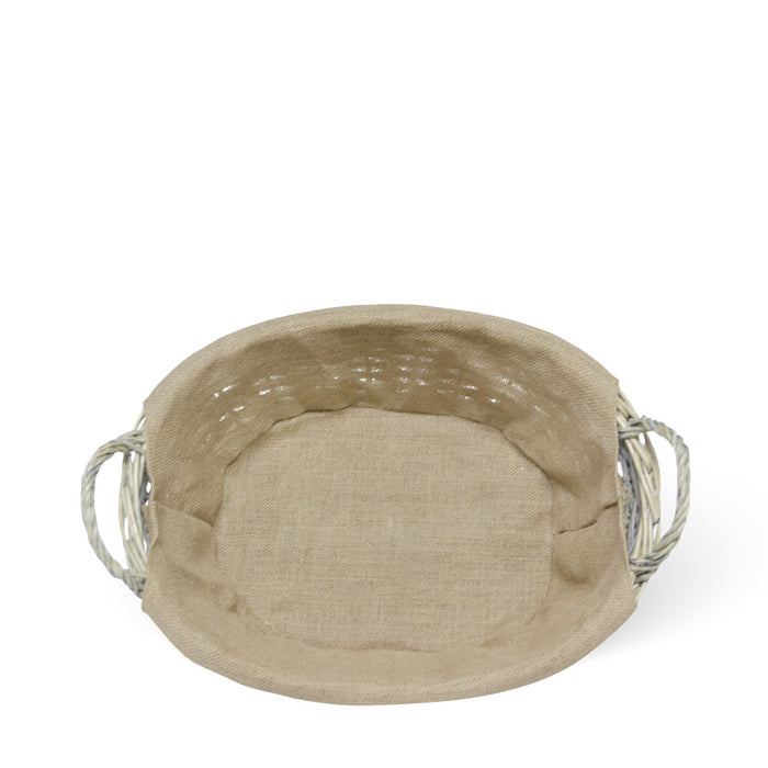 Cesta cestino portapane in vimini avorio con manici intrecciati 34 x 25 x h 14cm