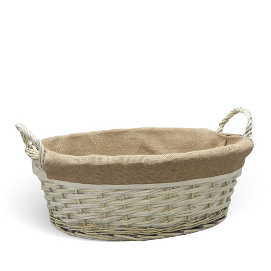 Cesta cestino portapane in vimini avorio con manici intrecciati cm 45x31,5x h 22