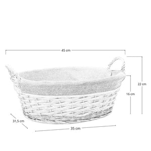 Cesta cestino portapane in vimini avorio con manici intrecciati cm 45x31,5x h 22