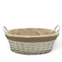 Cesta cestino portapane in vimini avorio con manici intrecciati cm 45x31,5x h 22