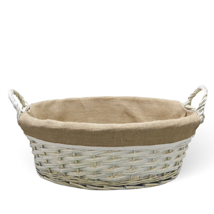 Cesta cestino portapane in vimini avorio con manici intrecciati cm 45x31,5x h 22