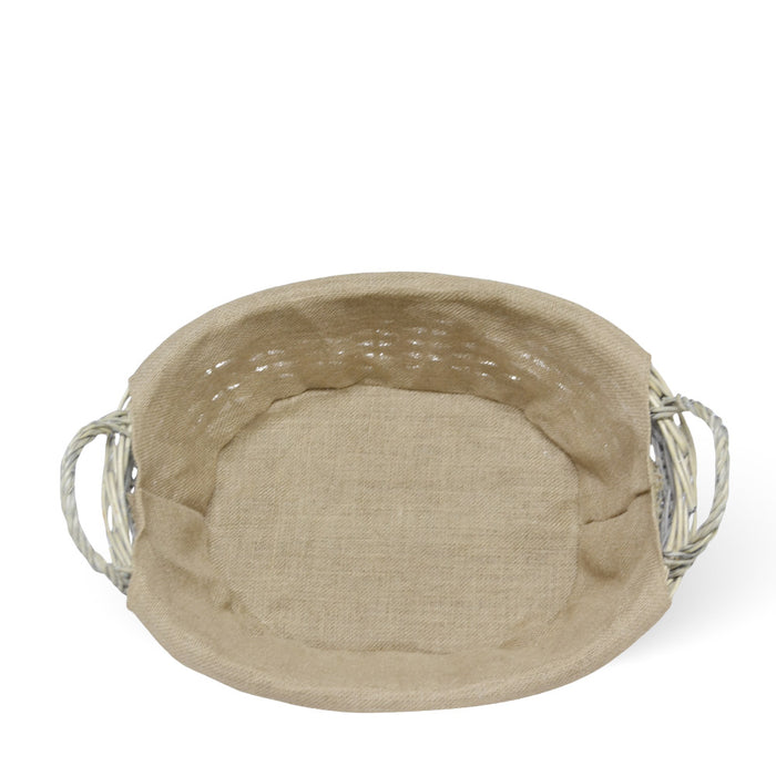 Cesta cestino portapane in vimini avorio con manici intrecciati cm 45x31,5x h 22