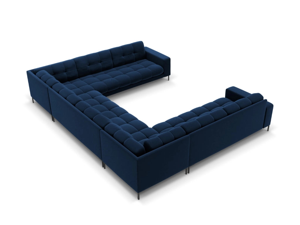 Cosmopolitan Design - Divano panoramico "Bali" 9 posti in velluto blu reale 