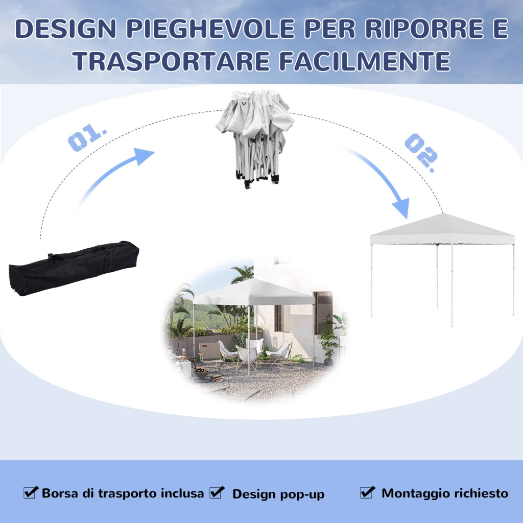 Gazebo Pieghevole ¨C zephmum ¨C Acciaio e Tessuto Oxford, 2.5x2.5 m, Bianco