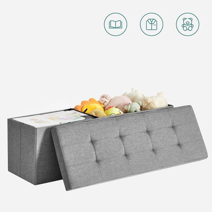 Pouf contenitore Valora PUFA in MDF grigio chiaro per camera da letto