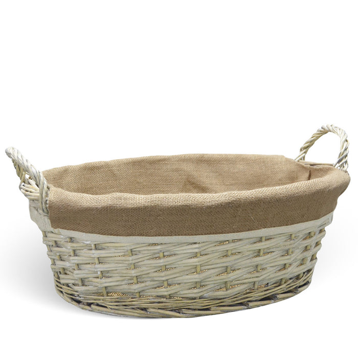 Cesta cestino portapane in vimini avorio con manici intrecciati 52 x 38 x h 24cm