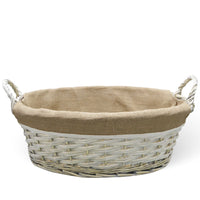 Cesta cestino portapane in vimini avorio con manici intrecciati 52 x 38 x h 24cm