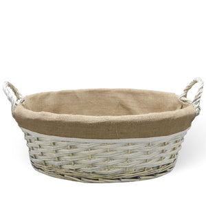 Cesta cestino portapane in vimini avorio con manici intrecciati 52 x 38 x h 24cm