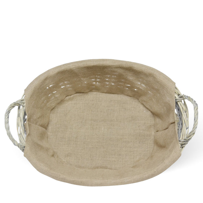 Cesta cestino portapane in vimini avorio con manici intrecciati 52 x 38 x h 24cm