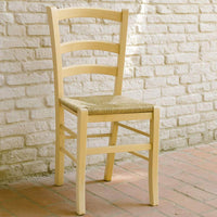 Sedia in legno venezia color naturale con seduta in paglia palustre intrecciata