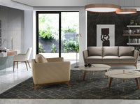 Consolle rettangolare in legno grigio, noce e vetro temperato