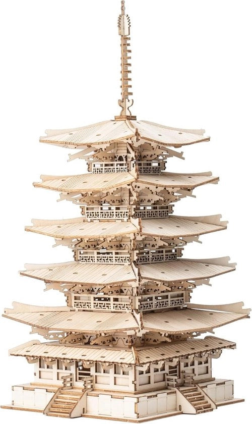Puzzle a 3D in Legno a 5 Livelli per Adulti - Kit di Modellismo Pagoda per Costruzione Creativa