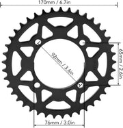 Alettare 41T - Acciaio Inossidabile - 428 Cinghia - 170mm Diametro Esterno - 76mm Diametro Interno - Installazione Facile - Alettare