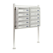 Blocco di 10 cassette postali con supporto 2x5 scomparti sovrapposti acciaio inox 16_0000024