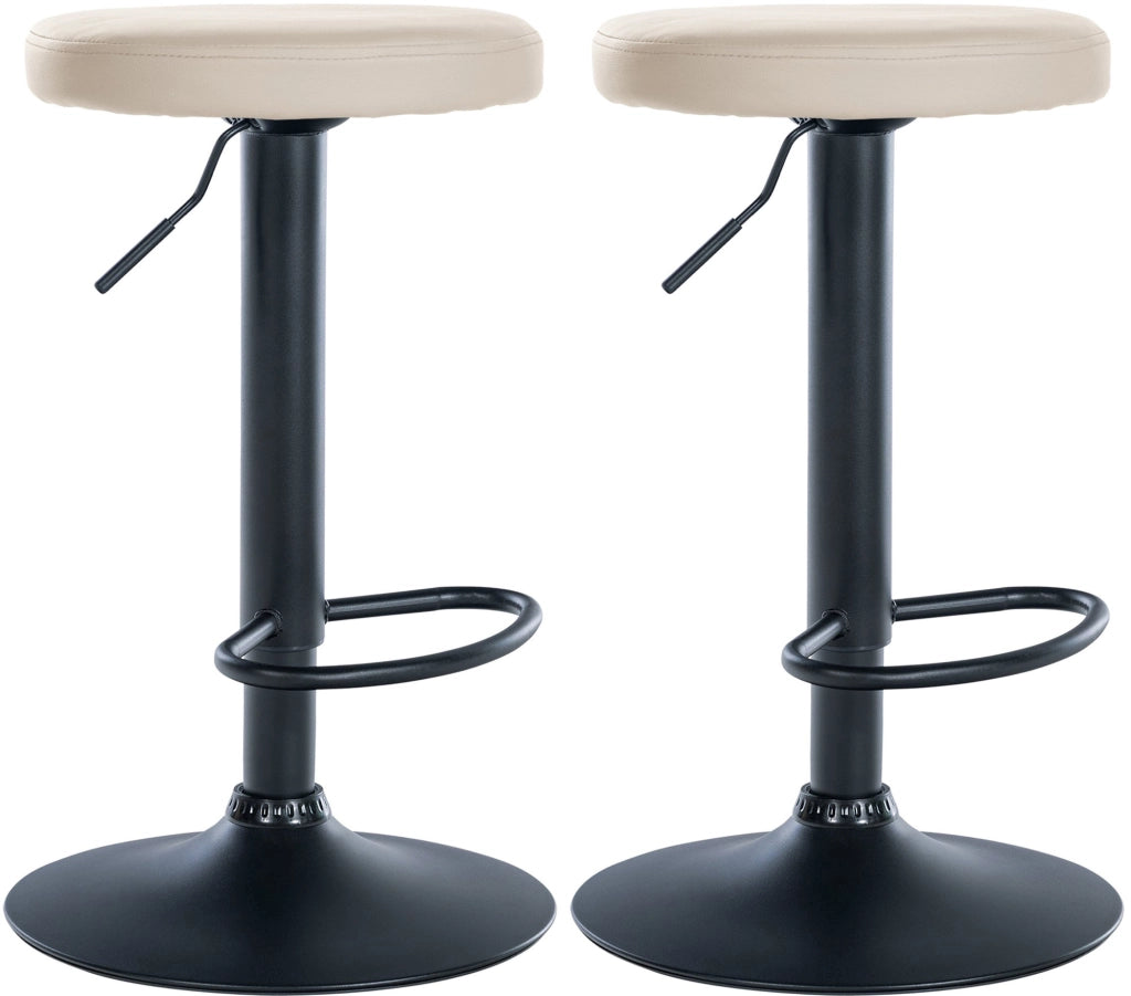 Set di 2 sgabelli da bar Ponte in similpelle crema,Metallo nero opaco
